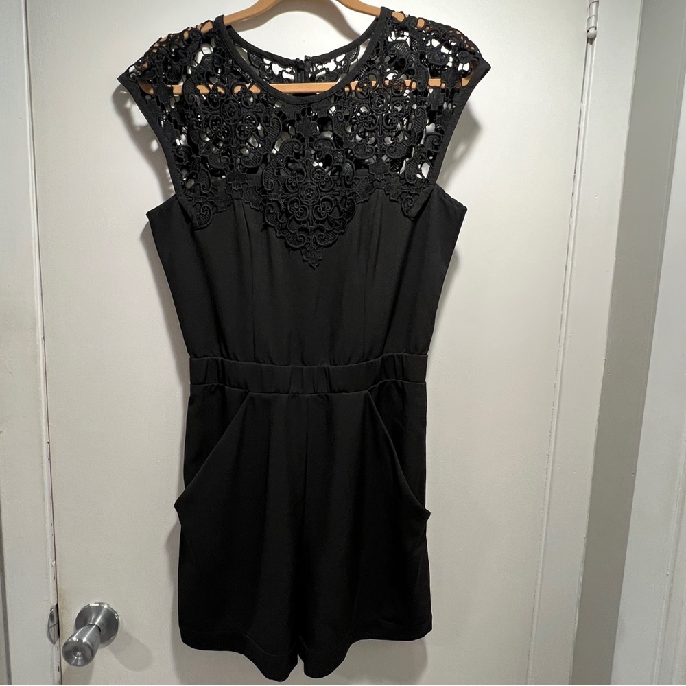 Yoana Baraschi Romper -Crochet Lace Black Shorts West 22 Womens - Sz 8